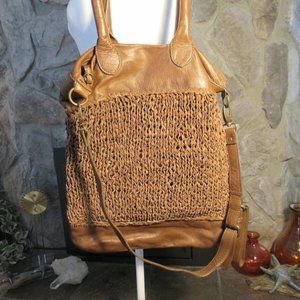 Elena Solana Chocolate Brown Woven leather bag.